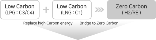 Low Carbon (LPG : C3/C4) + Low Carbon (LNG : C1) = Zero Carbon ( H2/RE )